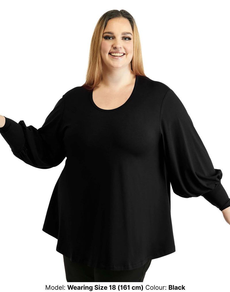 Black swing plus size tee in stretchy fabric