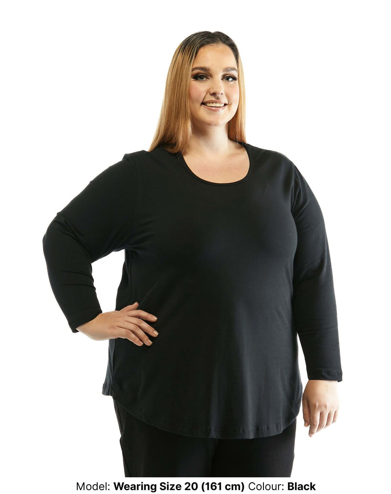 Long sleeve best tee plus size cotton top