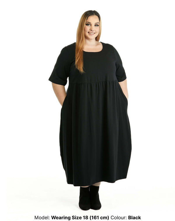 Shop Plus Size Dresses | Short Sleeve Kitty Dress Stretch Cotton