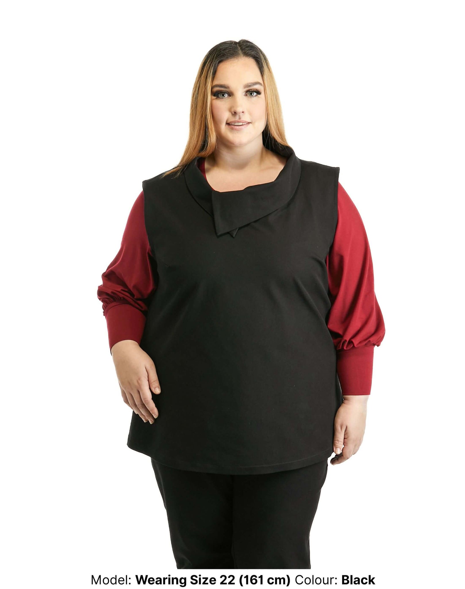 Shop Plus Size Work Wear | Stylish Vest with Collar Black or Navy