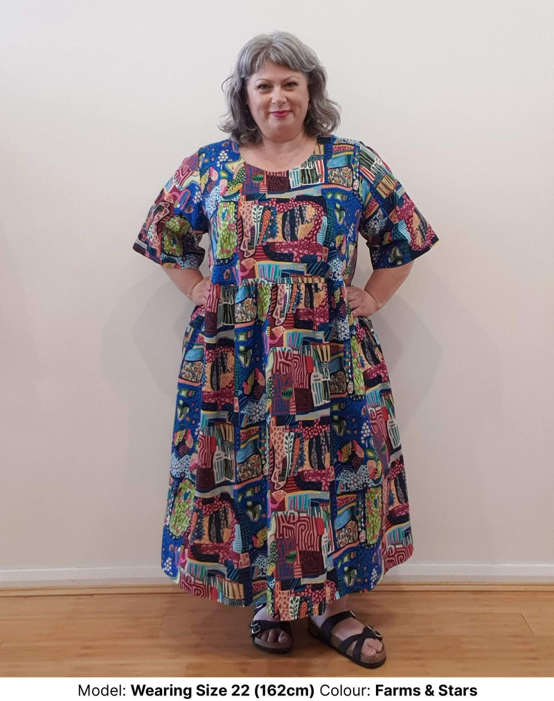 Miss moresby print farms and starts plus size dress with pockets