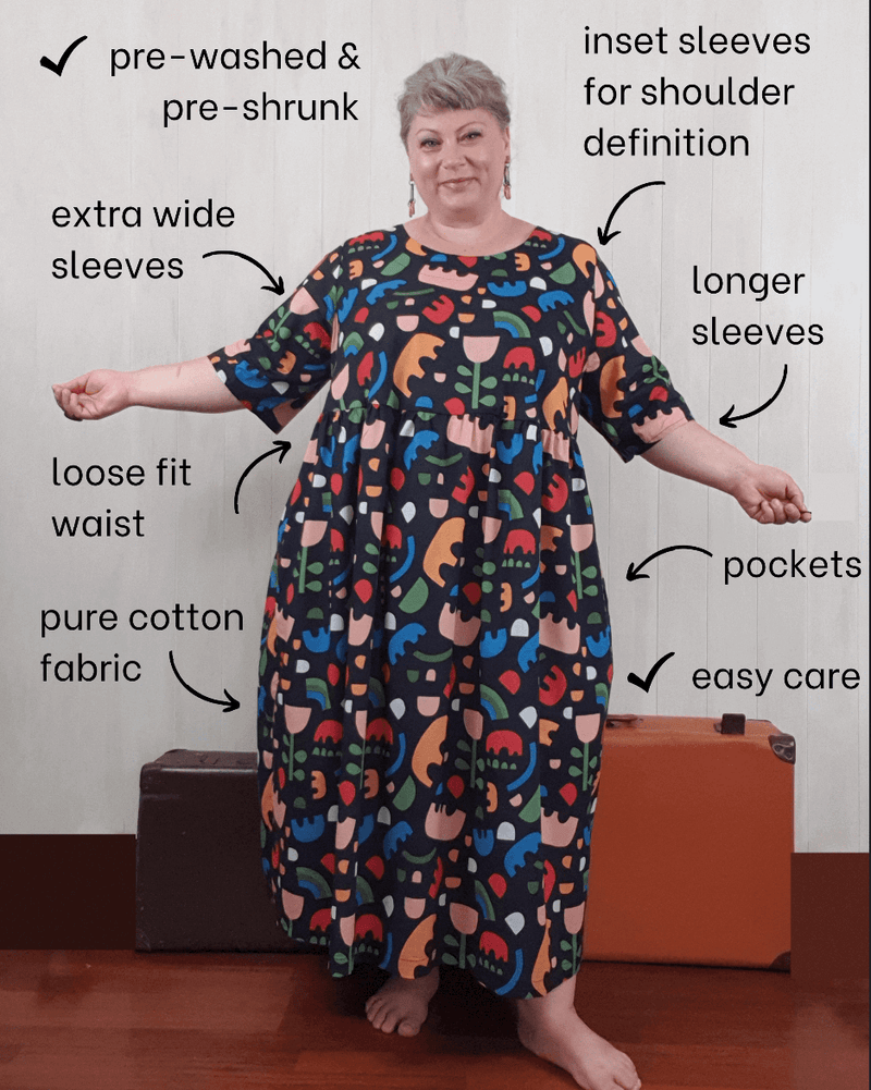 Shop Plus Size Dresses | Plus Size Cotton Print Dress - Millican Rainbow Monstera