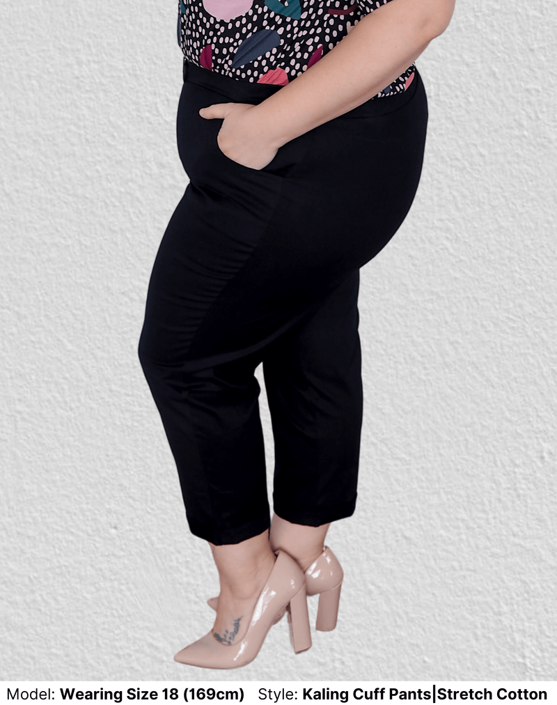 Plus Size Quality Black Stretch Cotton Pants for Work and Casual Ethically Made in Australia by Chasing Springtime