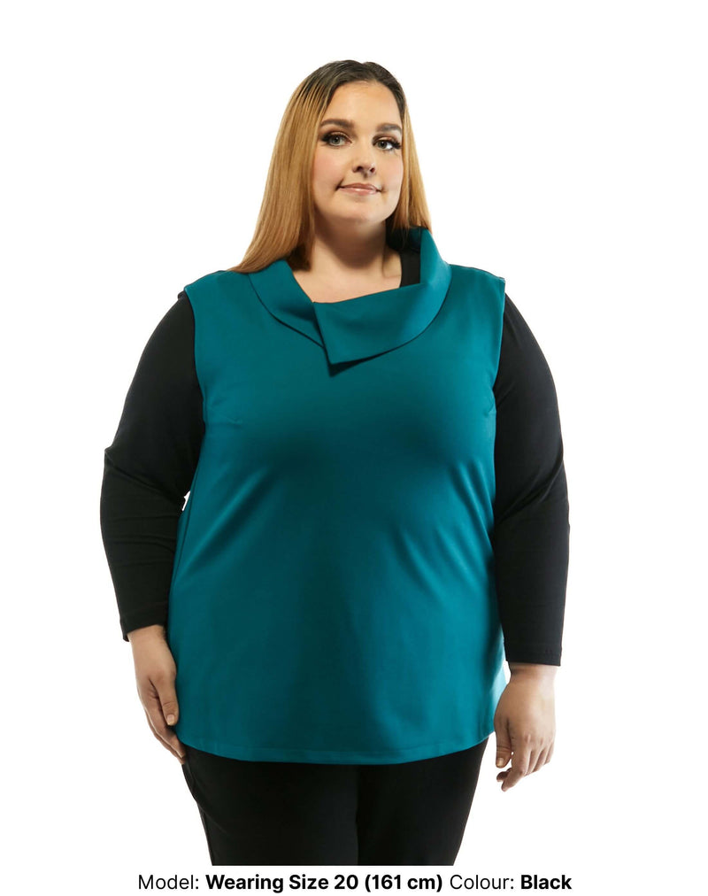 Shop Plus Size Work Wear | Stylish Vest with Collar Teal